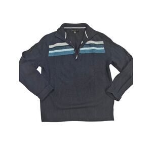 Banana republic Merino wool quarter zip pullover Mens sweater large blue stripe
